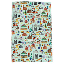 Sacola Para Presentes Média Design de Ícones Viagem da França