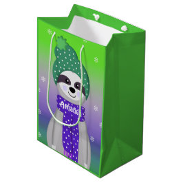 Sacola Para Presentes Média Design de inverno Colorido Sloth Sloth Slevt Bag M