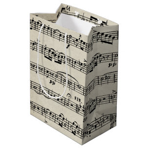 Sacola Para Presentes Média Design de Música de Folha