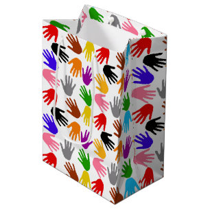 Sacola Para Presentes Média Design de padrão de impressão de mão colorida bran