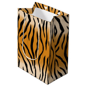 Sacola Para Presentes Média Design de Padrão de Stripes de Tigre