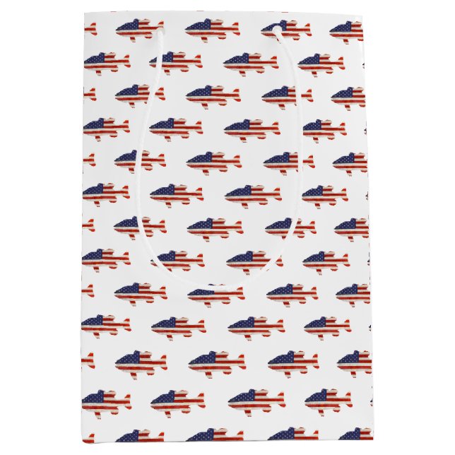 Sacola Para Presentes Média Design de peixe-pavilhão americano (Frente)