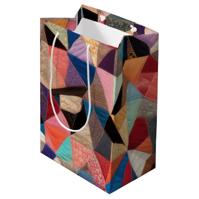 Sacola Para Presentes Média Design de Quilt Louco (Verso inclinado)
