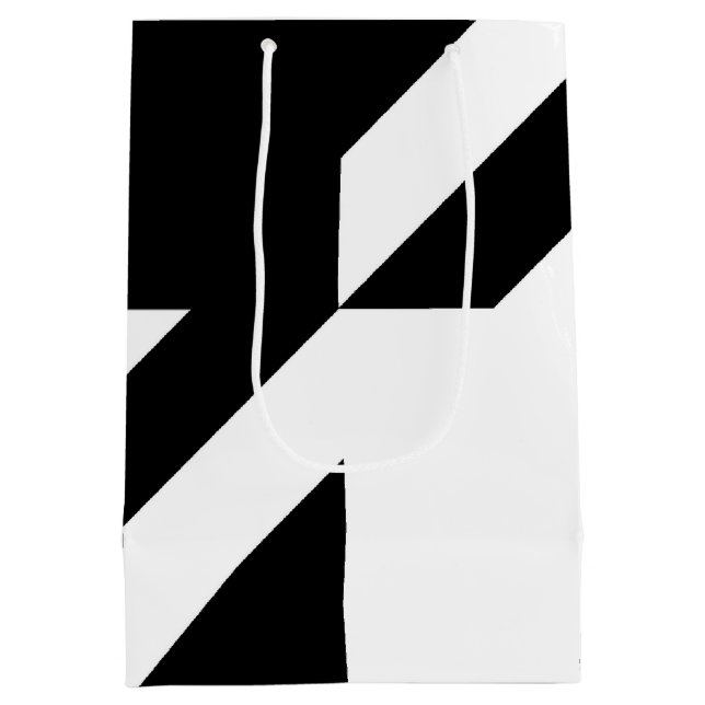 Sacola Para Presentes Média Design do abstrato preto e branco (Verso)