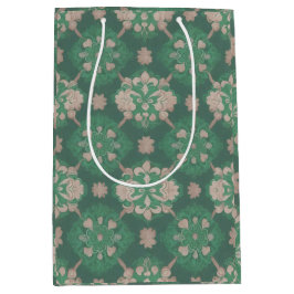 Sacola Para Presentes Média Design do Estilo Vitoriano Repetitivo Verde