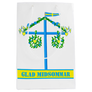 Sacola Para Presentes Média design escandinavo, midsommar contente