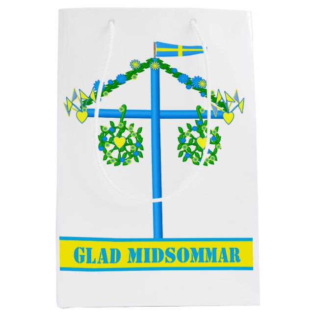 Sacola Para Presentes Média design escandinavo, midsommar contente (Frente)