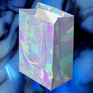Sacola Para Presentes Média Design iridescente para o Aniversário de Casamento