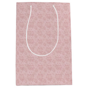 Sacola Para Presentes Média Desligamento de Damáscaras Antiquadas, Cor-de-Rosa