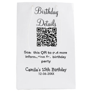 Sacola Para Presentes Média detalhes da festa de aniversário de qr scan modern