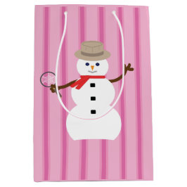 Sacola Para Presentes Média Detetive Snowman Rosa Rico e Divertido