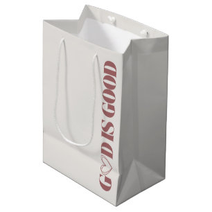 Sacola Para Presentes Média 'Deus É Bom' Greige Suave e Mauve Empoeirado Fé