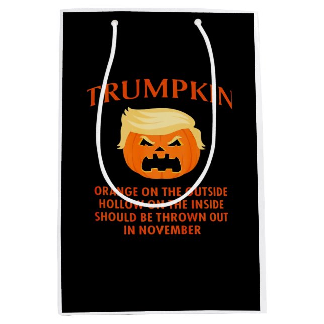 Sacola Para Presentes Média Dia de as Bruxas engraçado Anti-Trumpkin (Frente)