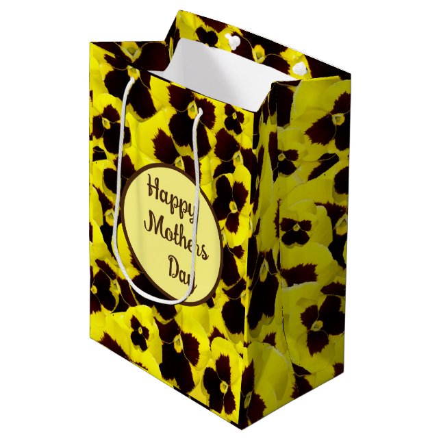 Sacola Para Presentes Média Dia de as mães De Panteras Amarelas E Marrons, (Frente inclinada)