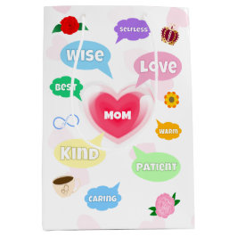 Sacola Para Presentes Média Dia de as mães Melhor Mãe Palavras Nuvens Rainha A