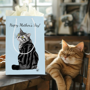 Sacola Para Presentes Média Dia de as mães Tabby Cat