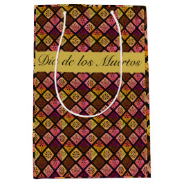 Sacola Para Presentes Média Dia de los Muertos Papel Picado Estilo Festivo