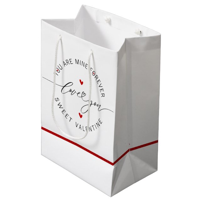 Sacola Para Presentes Média Dia de os namorados de Amor Simples e Minimalista  (Frente inclinada)