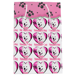 Sacola Para Presentes Média Dia de os namorados de Cão Eskimo Americano
