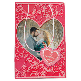 Sacola Para Presentes Média Dia de os namorados Elegante de Corações Florais V