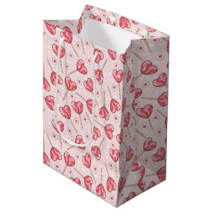 Sacola Para Presentes Média Dia de os namorados Retro Love Pop