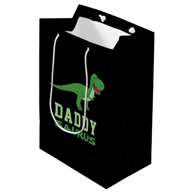 Sacola Para Presentes Média Dia de os pais de Pai Dino Daddysaurus Dinosaur T- (Frente inclinada)