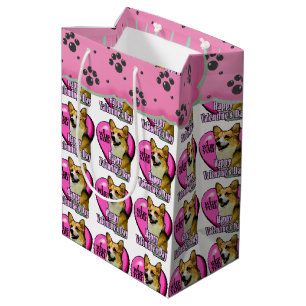 Sacola Para Presentes Média Dia dos namorados do Corgi de Galês do Pembroke