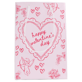Sacola Para Presentes Média Dia dos Namorados Galentine Rosa Feminino