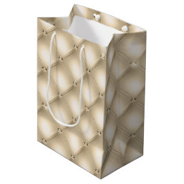 Sacola Para Presentes Média Diamante de Champanhe de Creme Dourado