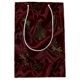 Sacola Para Presentes Média Diamante de Seda Borgonha