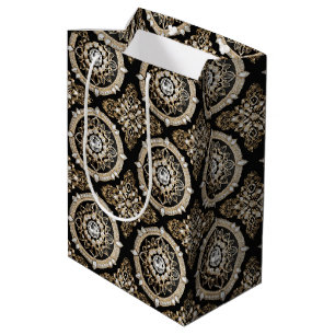 Sacola Para Presentes Média Diamantes brancos, design de glamour da fronteira