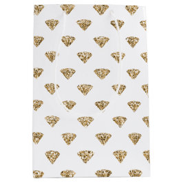 Sacola Para Presentes Média Diamantes Dourados