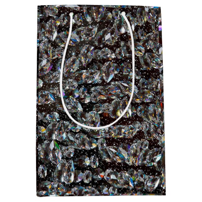 Sacola Para Presentes Média Diamond Glitter Sparkle Elegant (Frente)