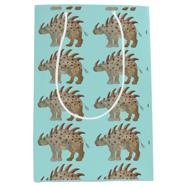 Sacola Para Presentes Média Dinossauro Amigável (Frente)