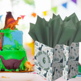 Sacola Para Presentes Média Dinossauro Azul Personalizado com Folhagem e Ovos