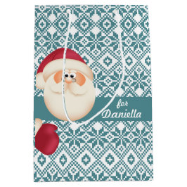 Sacola Para Presentes Média Diversão de Natal Personalizado Nome do Pai Natal