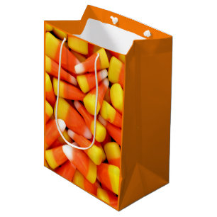 Sacola Para Presentes Média Diversão em Laranja de Candi Corn e Colorida