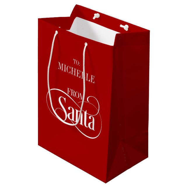 Sacola Para Presentes Média Do Natal do Papai Noel Gift Bag (Frente inclinada)