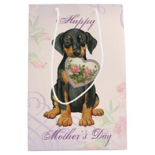 Sacola Para Presentes Média Doberman Heart Mãe