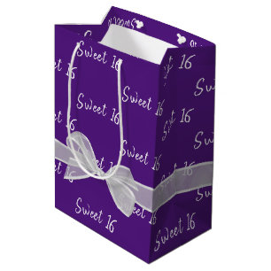 Sacola Para Presentes Média Doce 16 Arco De Aniversário Em Roxo
