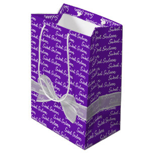 Sacola Para Presentes Média Doce 16 Arco De Aniversário Em Roxo
