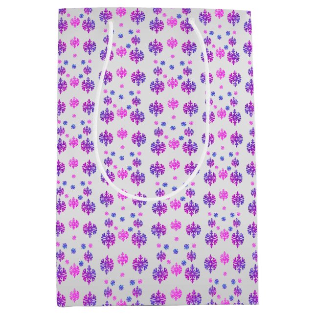 Sacola Para Presentes Média Doce 16 Floco de Neve de inverno Aniversário (Frente)