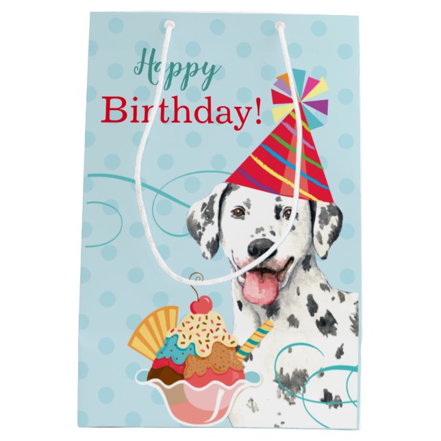 Sacola Para Presentes Média Doce Aniversário Dalmatian Medium Gift Bag (Verso)
