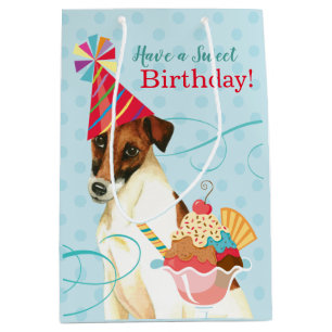 Sacola Para Presentes Média Doce Aniversário Suave Fox Terrier