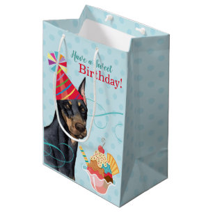 Sacola Para Presentes Média Doce Birthday Doberman Medium Gift Bag