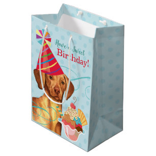 Sacola Para Presentes Média Doce Birthday Vizsla Medium Gift Bag