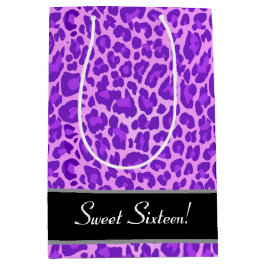 Sacola Para Presentes Média Doce leopardo roxo feminino A27 de 16 aniversários