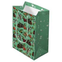 Sacola Para Presentes Média Doces de Feriado - Menta (Cor)