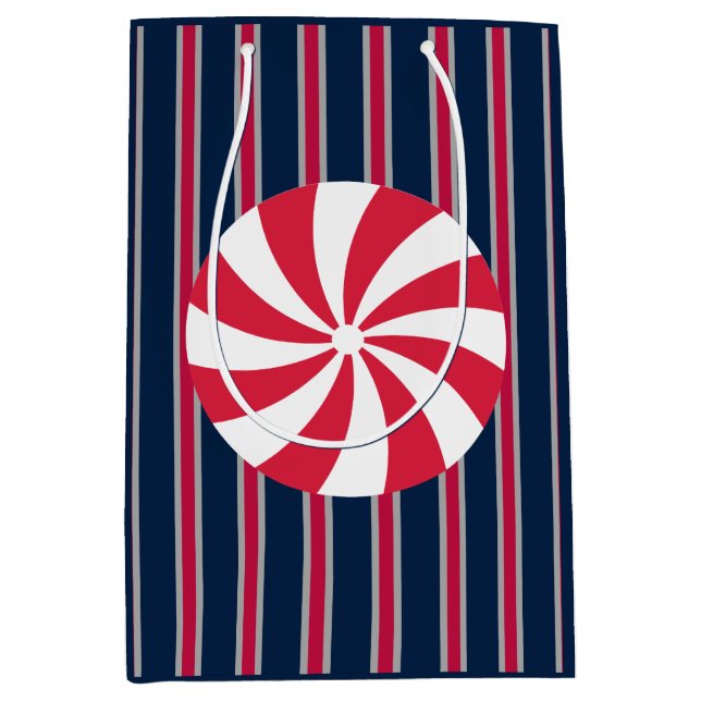 Sacola Para Presentes Média Doces de hortelã-pimenta Rico (Frente)