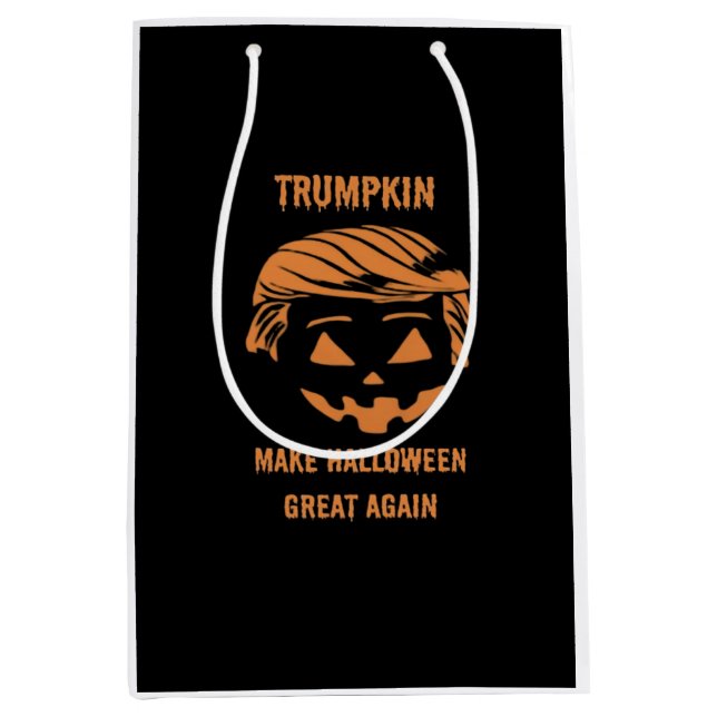 Sacola Para Presentes Média Docinho, Trumpkin, Halloween Merch Classic (Frente)
